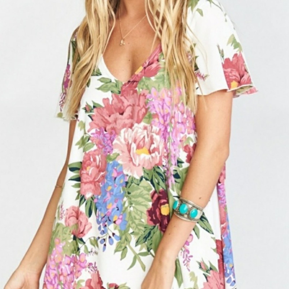 Show Me Your Mumu Floral Flutter Sleeve Dress